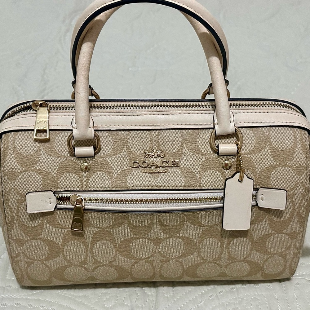 Coach Beige and Chalk Signature Canvas Satchel - Picture 2 of 13